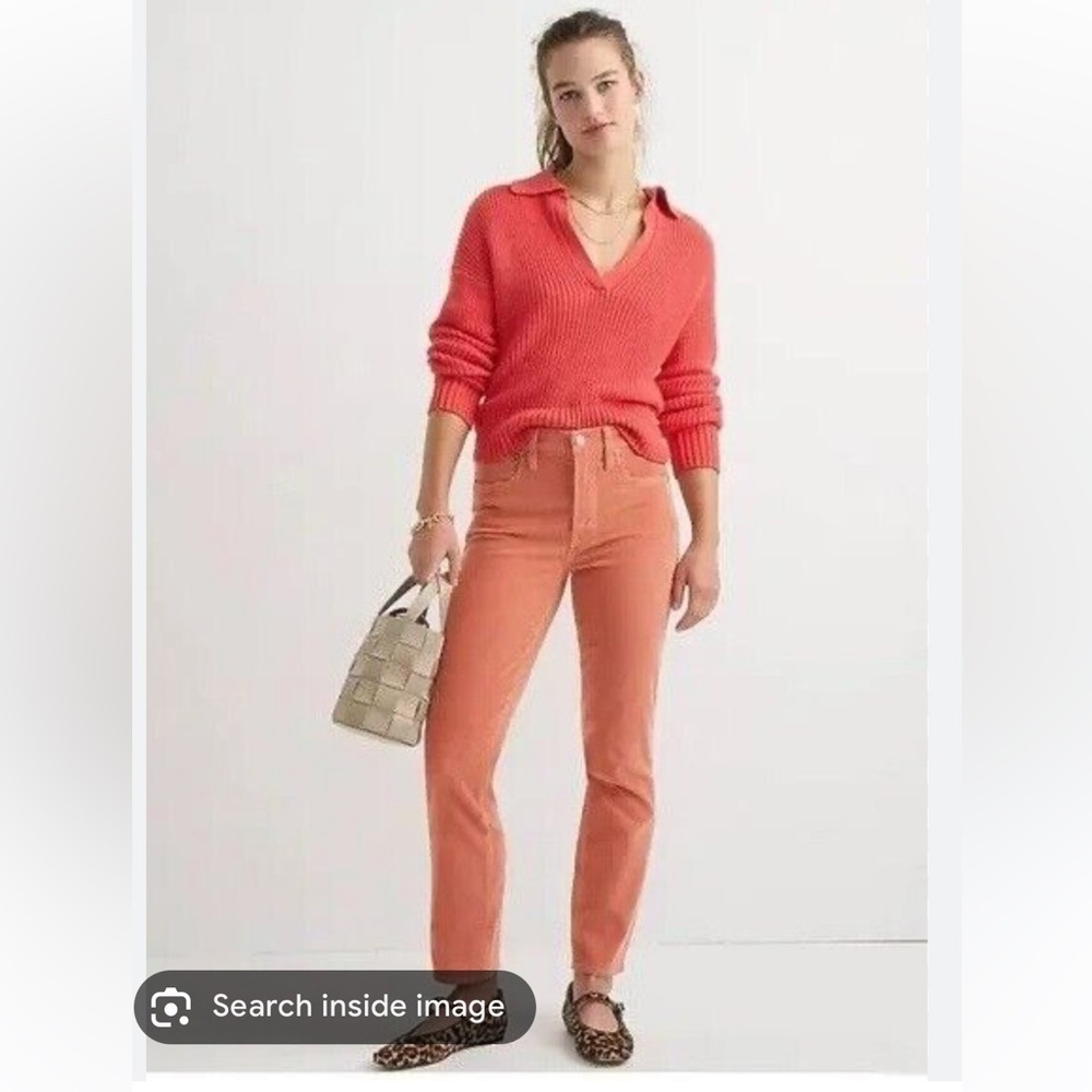 NWT J. Crew Pant Trouser Vintage Corduroy High Rise Straight Leg Slim Rose Blush